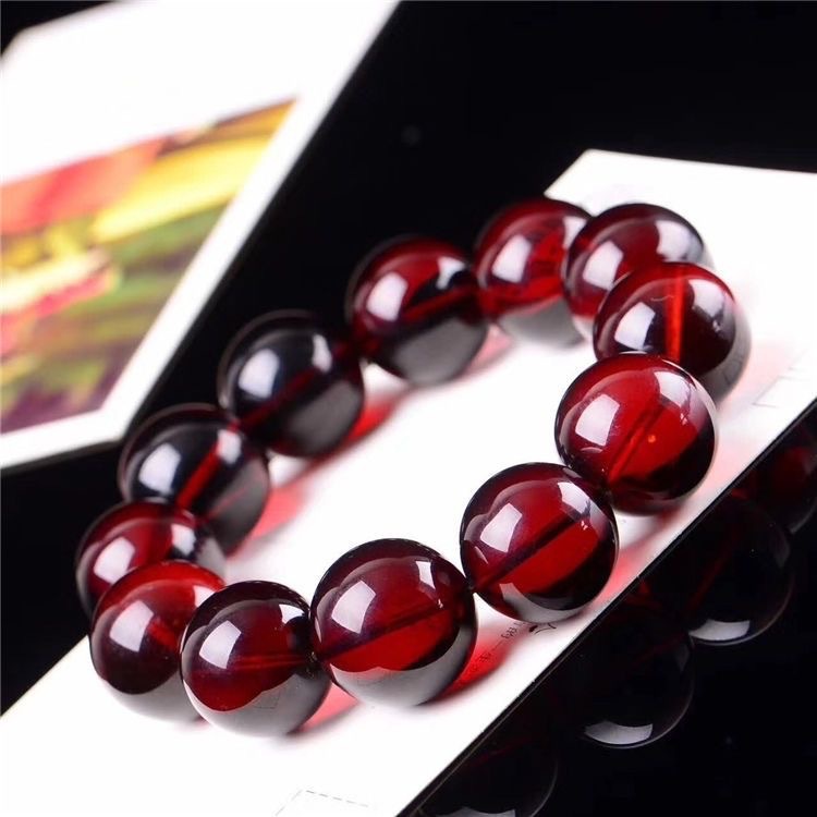 Selected Burmese Bloodshot Beeswax Single Circle Bracelet Amber Round Bead Bracelet Buddha Bead Men's and Women's Necklace Bracelet Natural