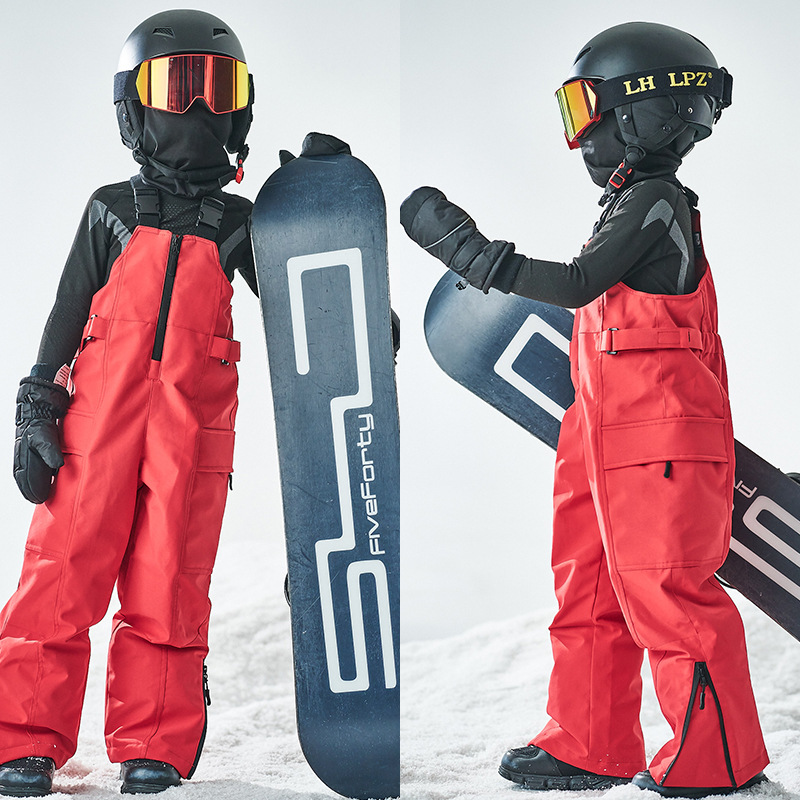 Children's Professional Ski Overalls for Boys and Girls Outdoor Waterproof and Windproof Quilted Ski Pants Family Wear