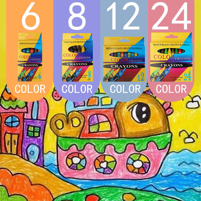 12 24 Crayon Set Children's Painting Coloring Crayon Kindergarten Graffiti Brush Student Art Supplies Wholesale