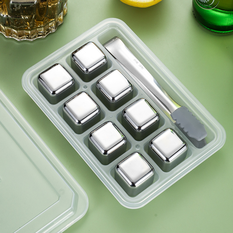 304 Stainless Steel Ice Grain Quick-Frozen Iron Ice Block Summer Chilled Whisky Metal Ice Grain Recyclable Ice Ball Tallite