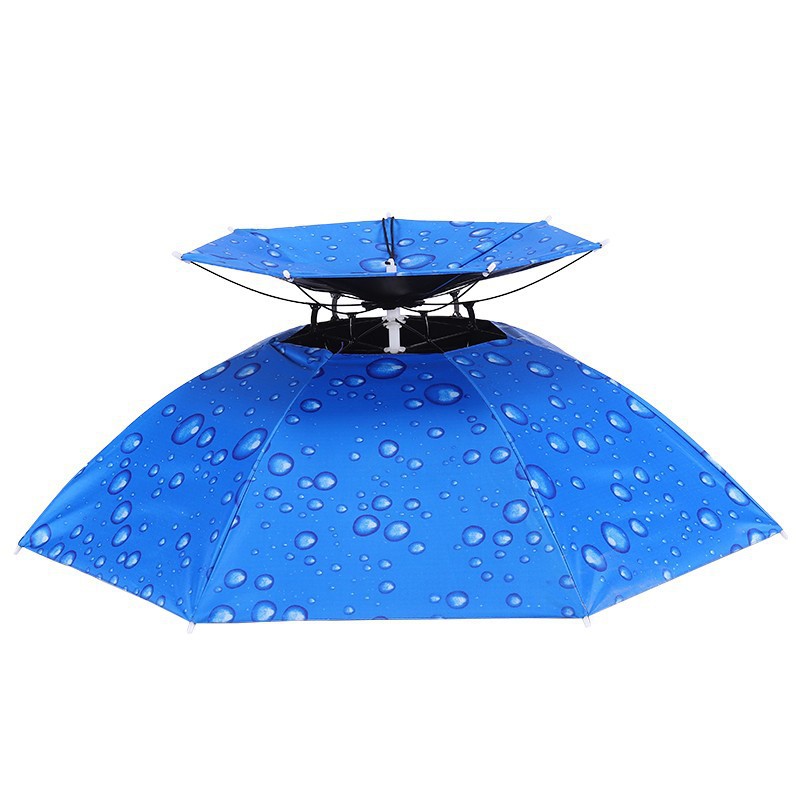 Head-mounted umbrella cap dual-purpose double-layer umbrella cap outdoor fishing umbrella rainproof sunshade umbrella tea hat wholesale