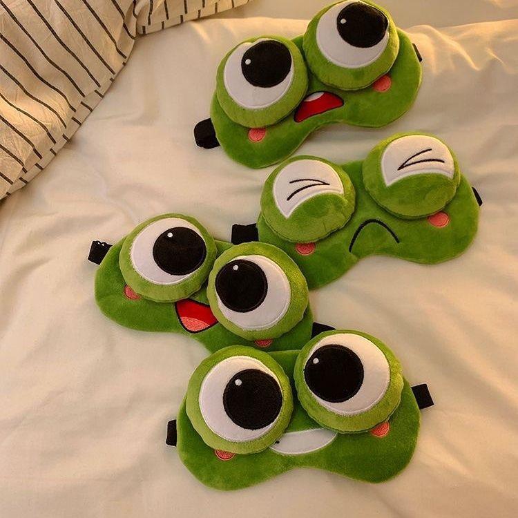 Funny Sleep Eye Mask Frog Light-Blocking Cartoon Cute Men and Women Ice Compress Children to Relieve Fatigue Students