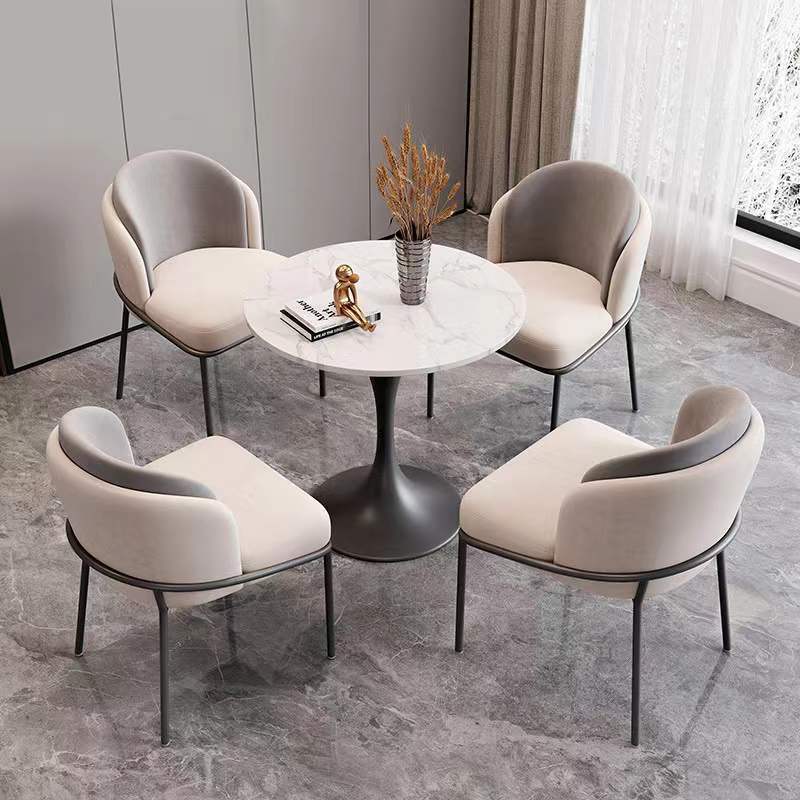 Modern Light Luxury Business Reception Sofa Italian Style One Table Four Chairs Sales Office Negotiation Table and Chair Combination Balcony Small Table and Chairs