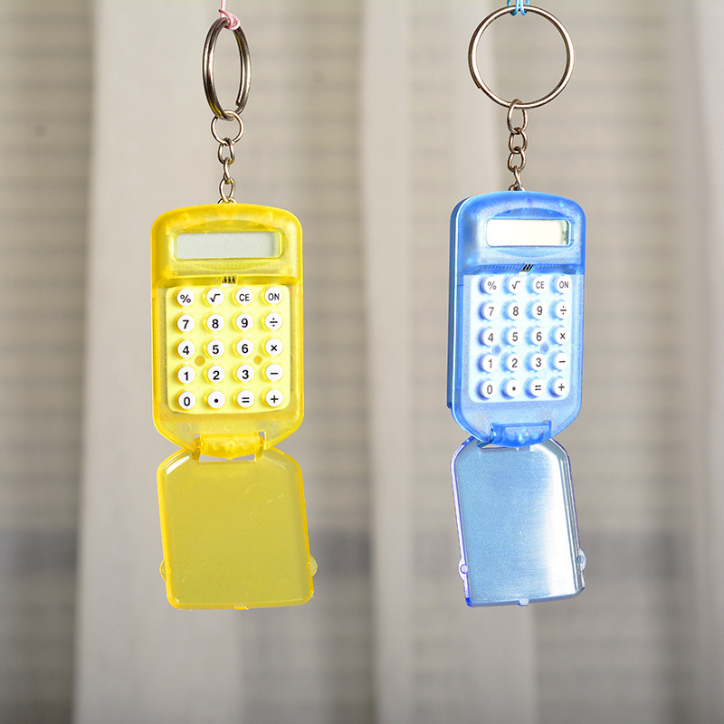 Transparent Mini Calculator Creative Pocket Flip Calculator Student Portable Keychain Pendant Calculator