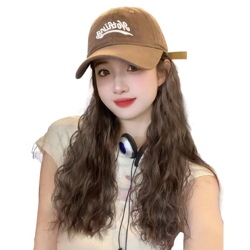 Manufacturer Wholesale New Version of Hat with Enlarged Brim, Wig, One-Piece Water Ripple Wool Curly Wig, Hat, Full Headgear