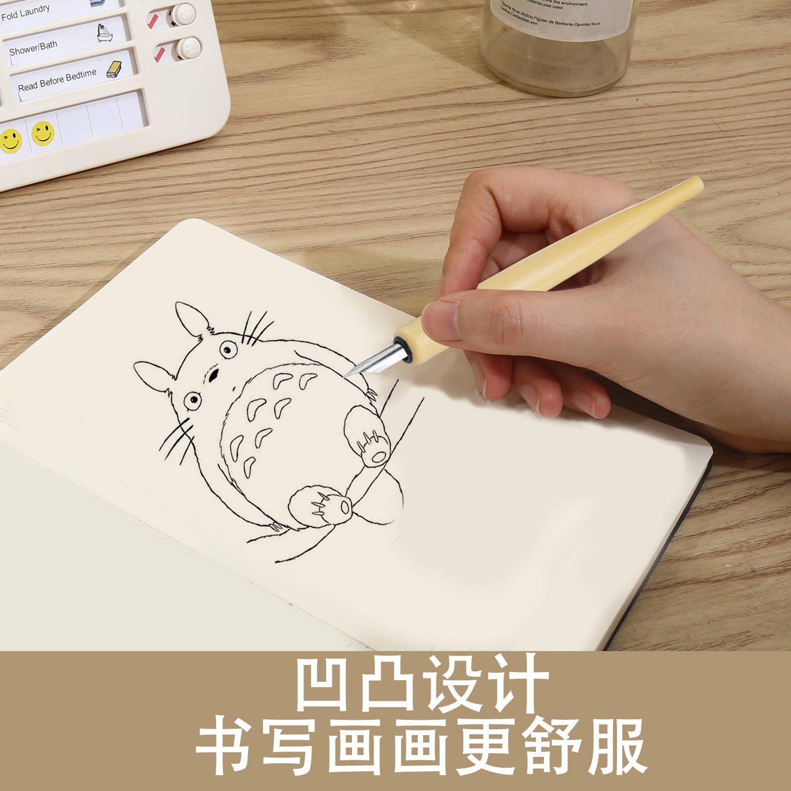 Vintage Dip Pen Solid Wood Rod Pen Art English Calligraphy Cartoon Brush suit Wooden Rod Dip Pen Can Change Tip