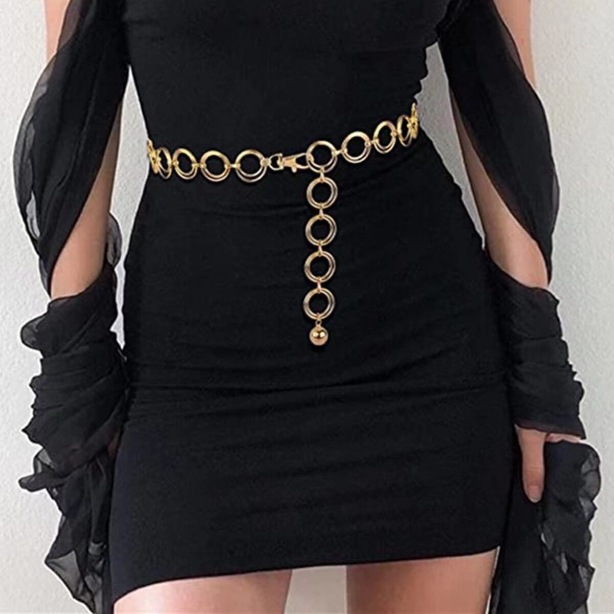 European and American cross-border jewelry hip-hop punk double-ring metal body with retro Joker single-layer ring waist chain wholesale