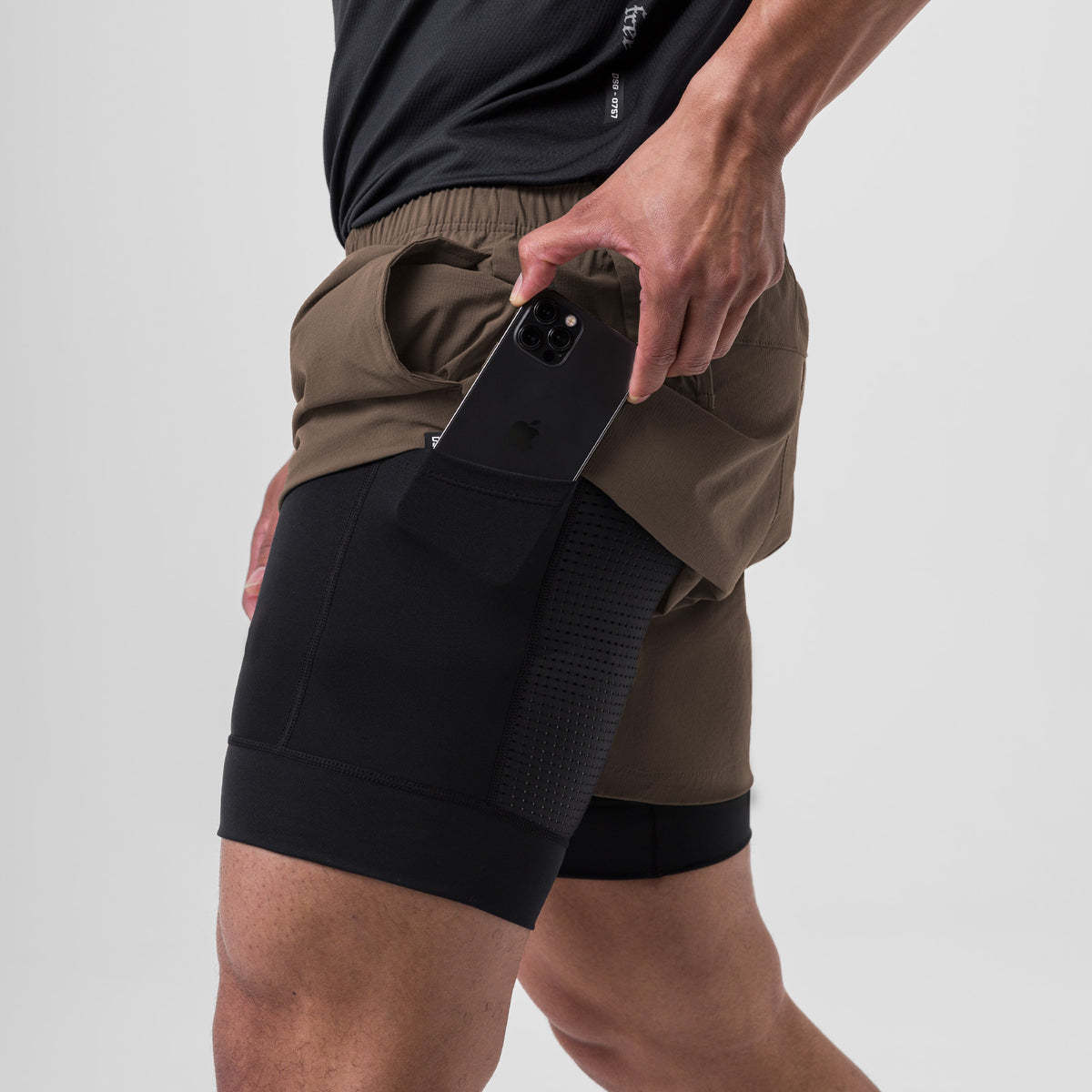 American-style four-sided stretch shorts Men's Fitness sports pants summer running lining quick-drying double-layer pants tight pants