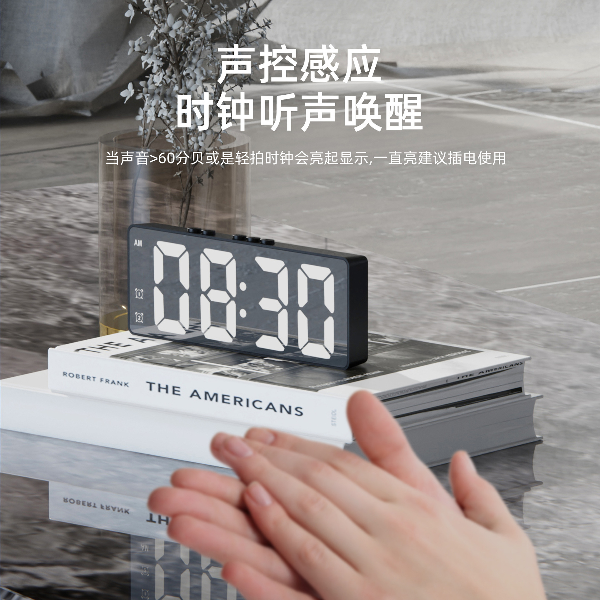 Cross-Border Simple Led Electronic Alarm Clock, Dual-Use for Students, Plug-In and Battery-Operated Small Alarm Clock, Digital Clock, Voice-Controlled Temperature Clock