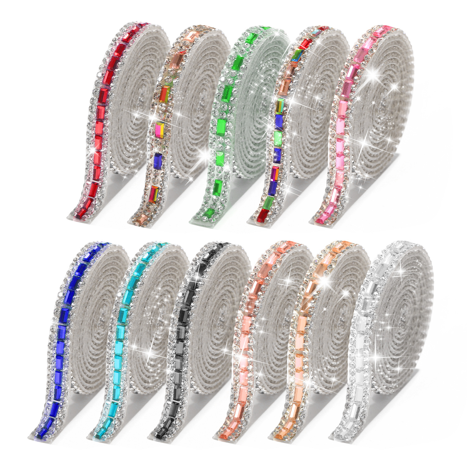 Crystal Car Stickers, Diamond Cloth, Rhinestone Cloth, Rhinestone Stickers, Diamond Strips, Rhinestone Strips, Crystal Strips, Crystal Glass Cloth Stickers