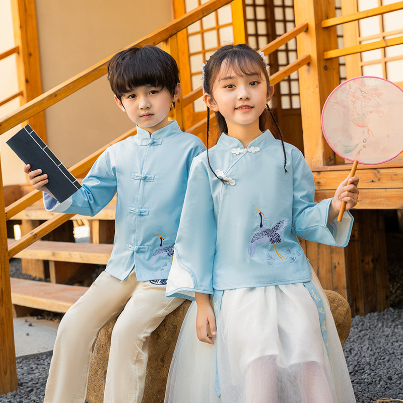 Hanfu Children's Clothing Kindergarten June 1 Performance Costume Sweet Tang Suit Three-character Suit Chinese Style Children's Cotton Suit