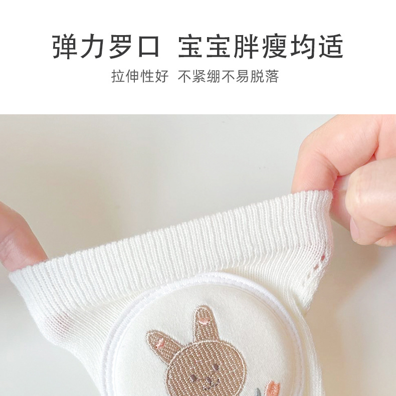 Baby knee pad summer thin baby anti-fall embroidered mesh crawling protective gear elastic sponge elbow pad