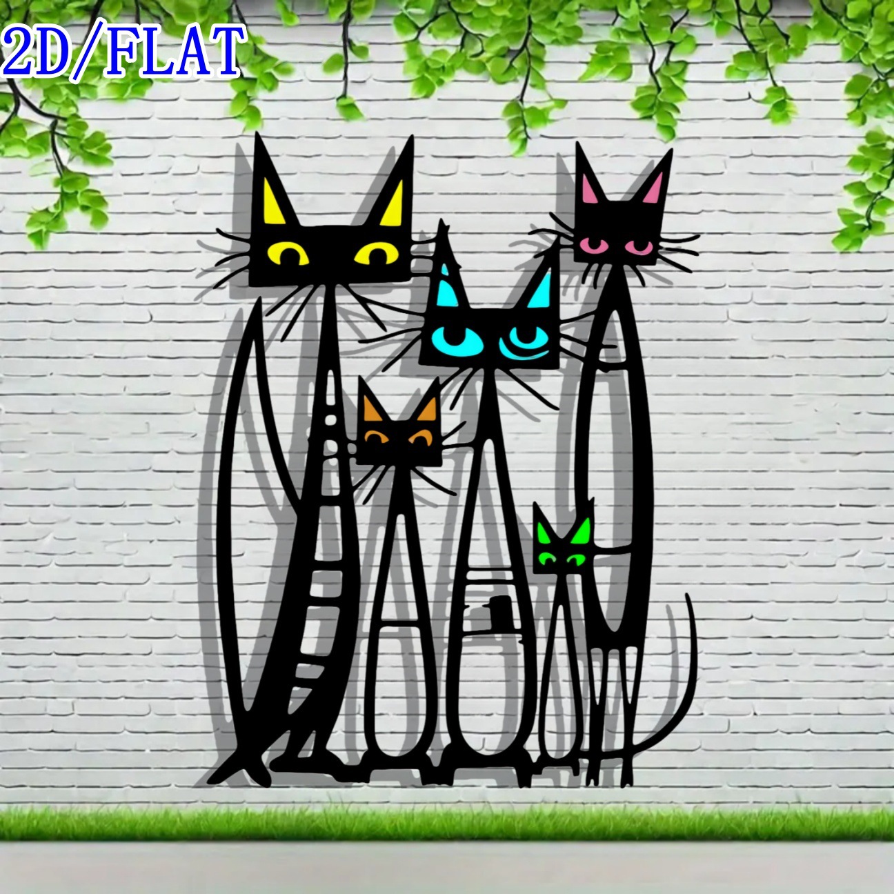 Scandinavian Style Cute Cartoon Cat Wall Decoration Mural Home Courtyard Garden Art Decoration Hanging Wall Decoration Crafts