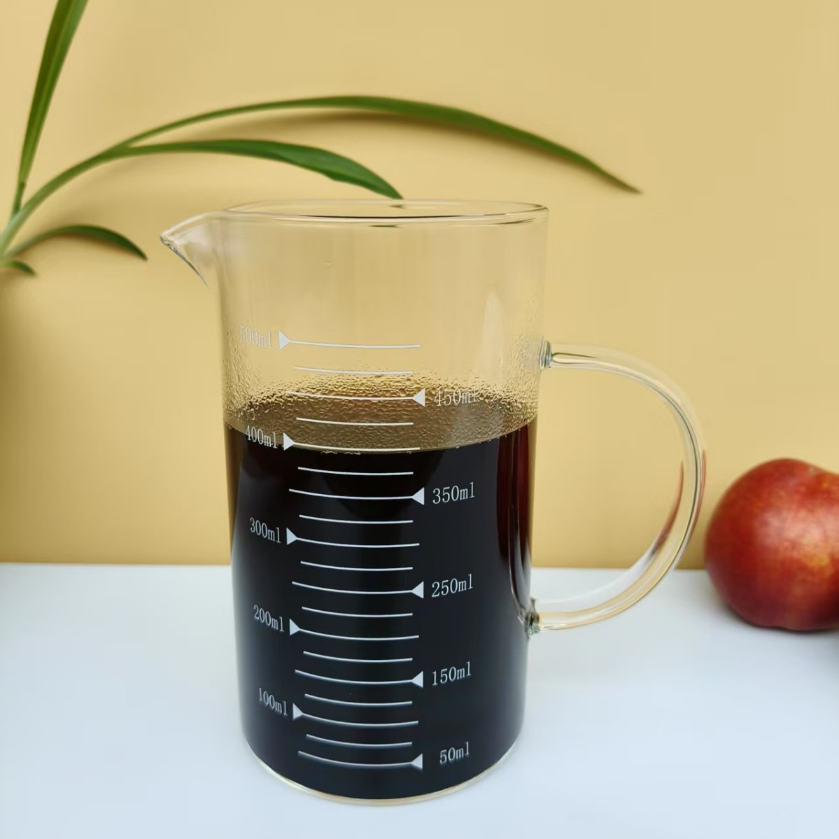 Coffee Cup for Breakfast, Glass Cup with Scale, Baking, Heat-Resistant, High Borosilicate White Measuring Cup, Scale Cup, Mug