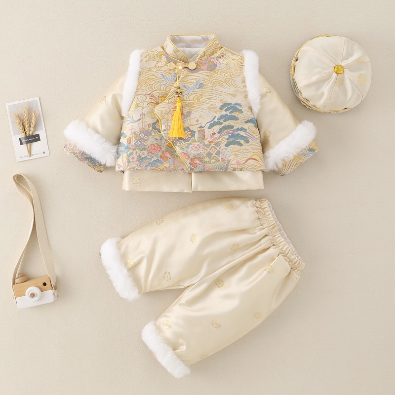 Boys' One-Year-Old Dress 2025 New Birthday Baby Boy's Birthday New Chinese Style Winter Clothing Festive Suit 100-Day Tang Suit