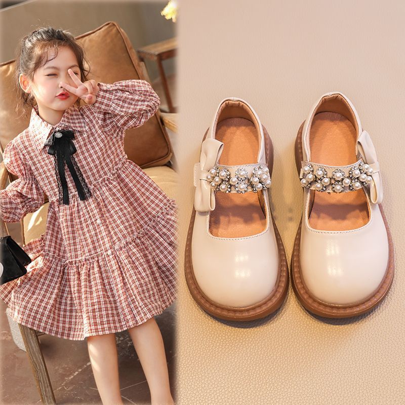 Кожаные туфли для девочек 2025 весна и осень новые натуральные кожаные мягкие подошвенные детские туфли для маленьких и средних детей корейский стиль принцессы