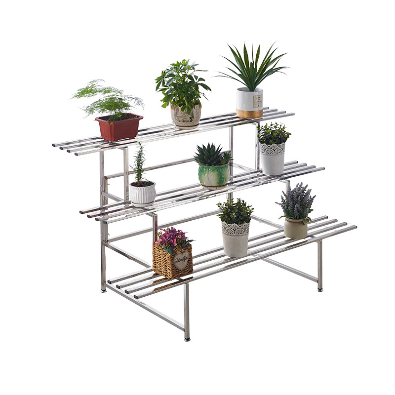 Stainless Steel Flower Rack Thickened Stepped Balcony Indoor and Outdoor Storage Rack Simple Storage Rack Display Rack