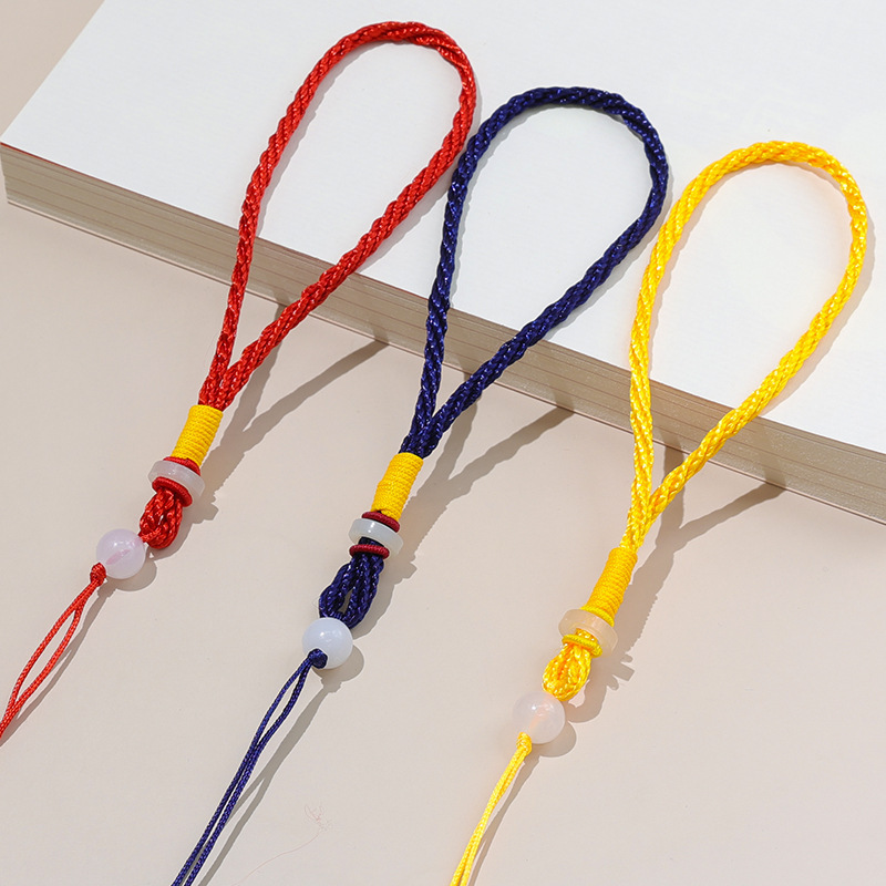 Jade Ring Rope Handle DIY Jewelry Pendant Necklace Jade Car Keychain Handmade Weaving