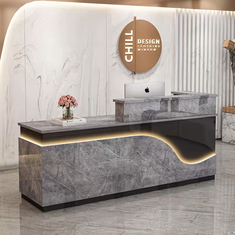 Simple Modern Company Front Desk Beauty Salon Reception Desk Clothing Store Cashier Corner Bar Luminous Light Belt Counter