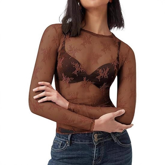 Кружевной прозрачный топ из сетки для женщин Wish Amazon, блуза для вечеринки, перспектива