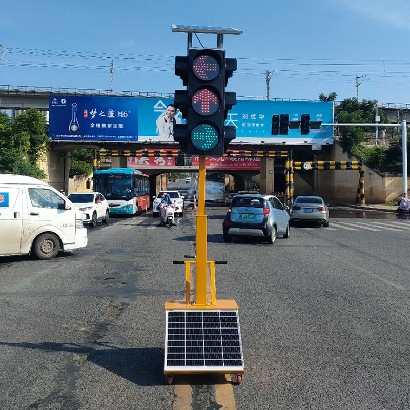 Solar Traffic Signal Light Hand Push Four-Sided Lift Sidewalk Temporary Signal Light Controller Mobile Traffic Light