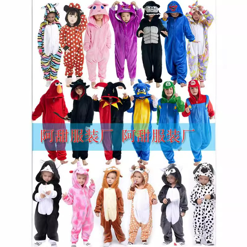 Фланелевый комбинезон с мультяшными животными осень-зима для детей