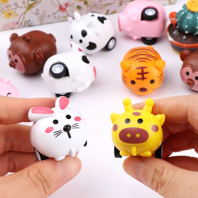 New creative cartoon animal pull-back car manufacturers wholesale children's inertia mini car to push gifts small toys