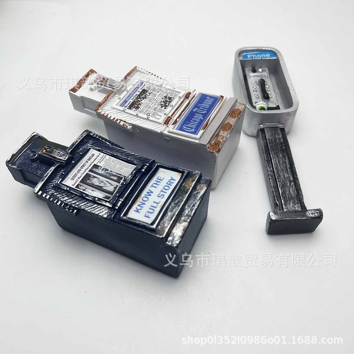 Cross-border new 1:12 scale miniature American metal mini public telephone newspaper decoration factory wholesale in stock