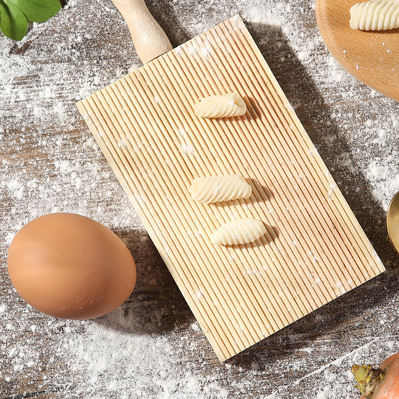 New Wood Rubbing Panel Italian Gnocchi Tools Pasta Board Baking Stripe Shape Mould Spiral Hemp Board