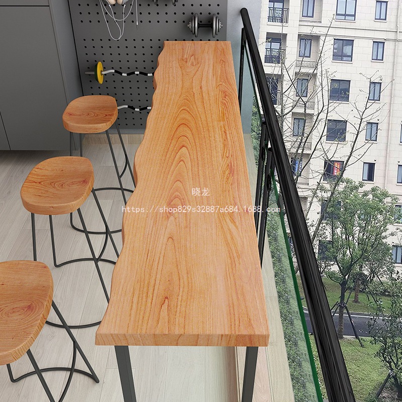 Xiaolong Long Table Balcony Wall Bar Table Table and Chairs Solid Wood Color Table B&B High-Legged Home Combination Bar Leisure