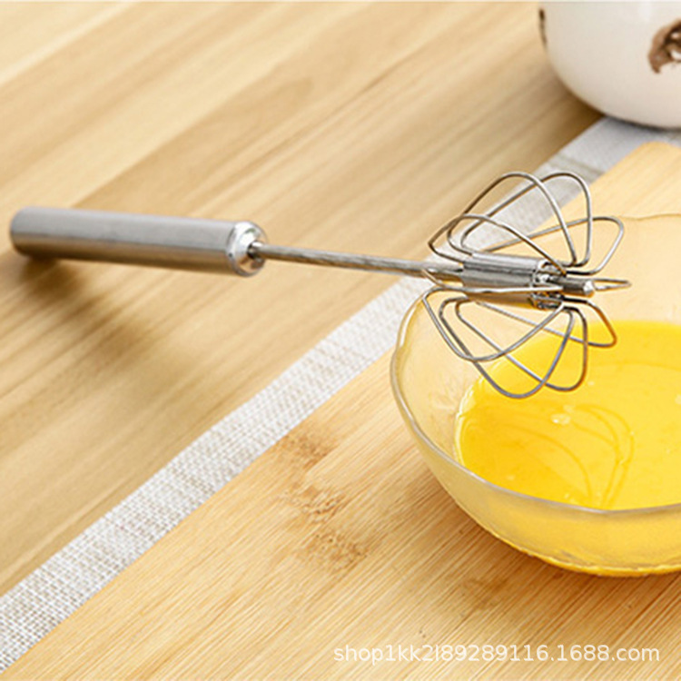 Household Stainless Steel Semi-Automatic Rotating Egg Beater Kitchen Baking Tools Stainless Steel Manual Push-Type Egg Beater