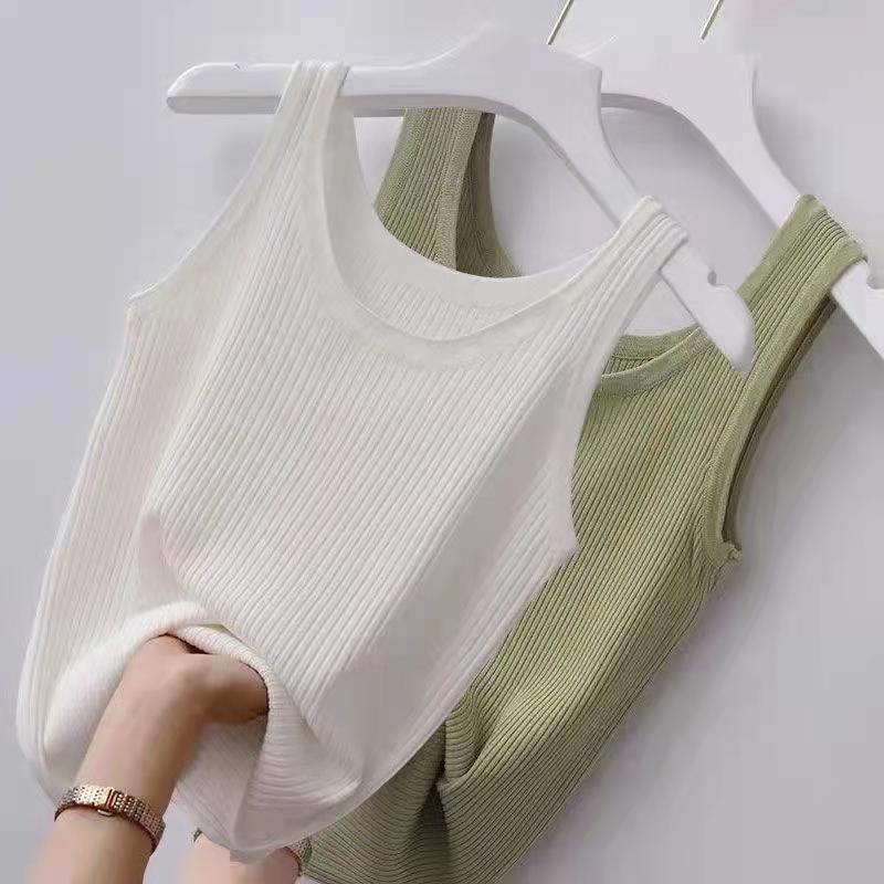 40.00 kg-100.00 kg Sling Threaded Vest Women's Large Size Slim-fit Outer Wear Inner Base Shirt Sleeveless Thin Factory Outlet