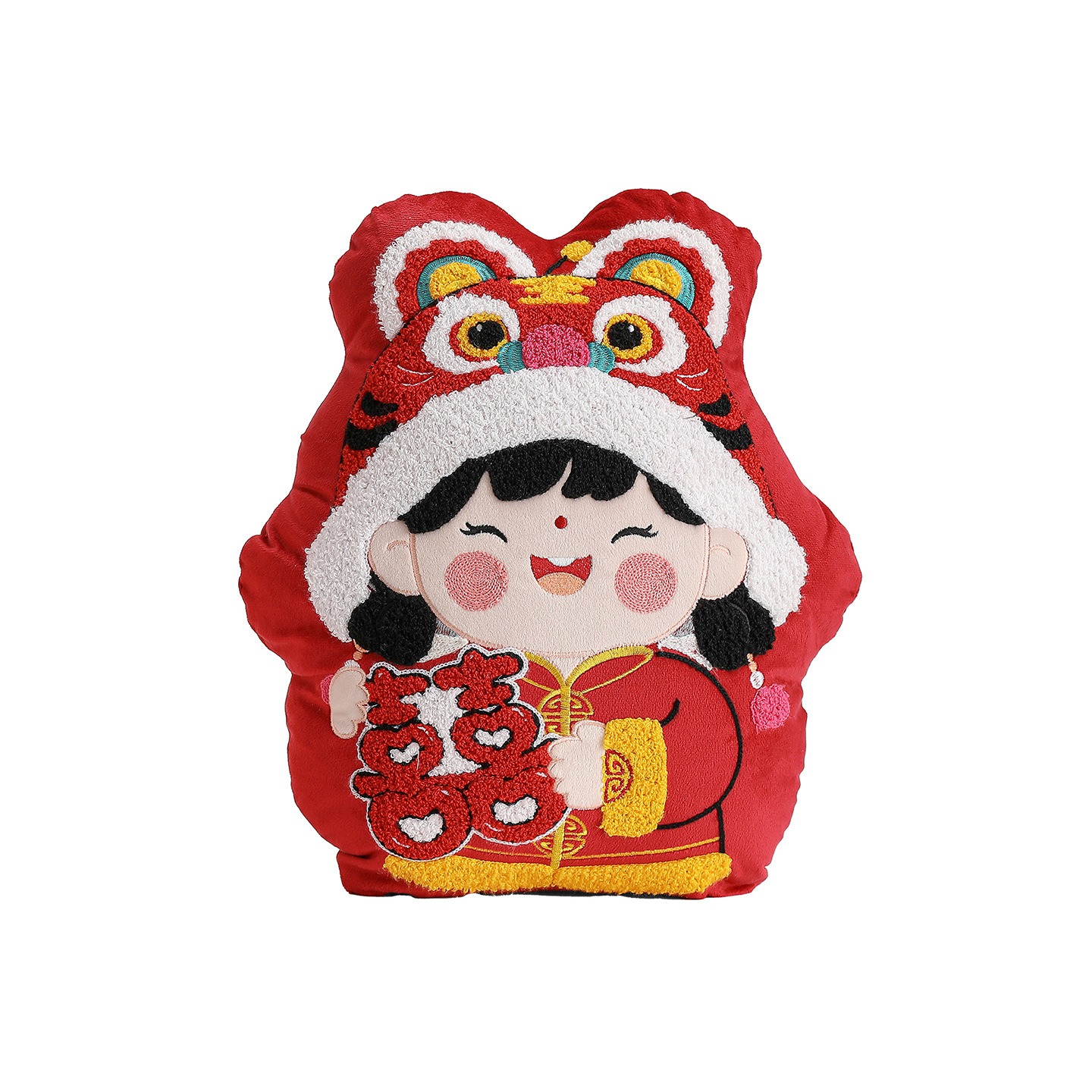 A Pair of Double Happiness Character Pillows, New Wedding Style Bed Dolls, High-End Gifts for the Bride and Groom, Wedding Celebration Dolls