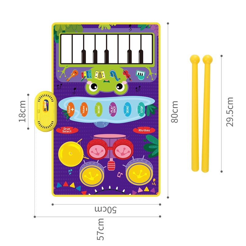 2 in 1 Animal Kids Jazz Drum Pad Baby Puzzle Pedal Dance Blanket Toy Parent-Child Interaction 4-6 Years Old