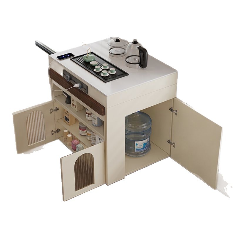 New Island Table Dining Table Integrated Retractable Household Folding Small Apartment Cream Solid Wood Multi-Functional Slate Dining Table