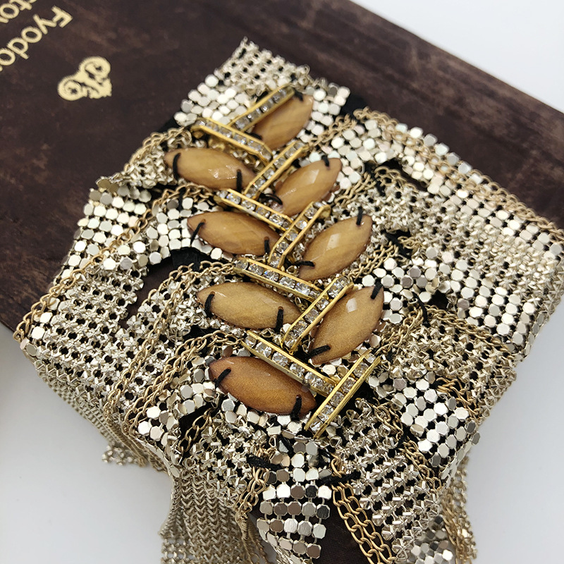 Korean Style Improved Luxury Super Flash Full Rhinestone Tassel epaulettes Brooch Stage Exaggerated Dress Accessories MC Suit