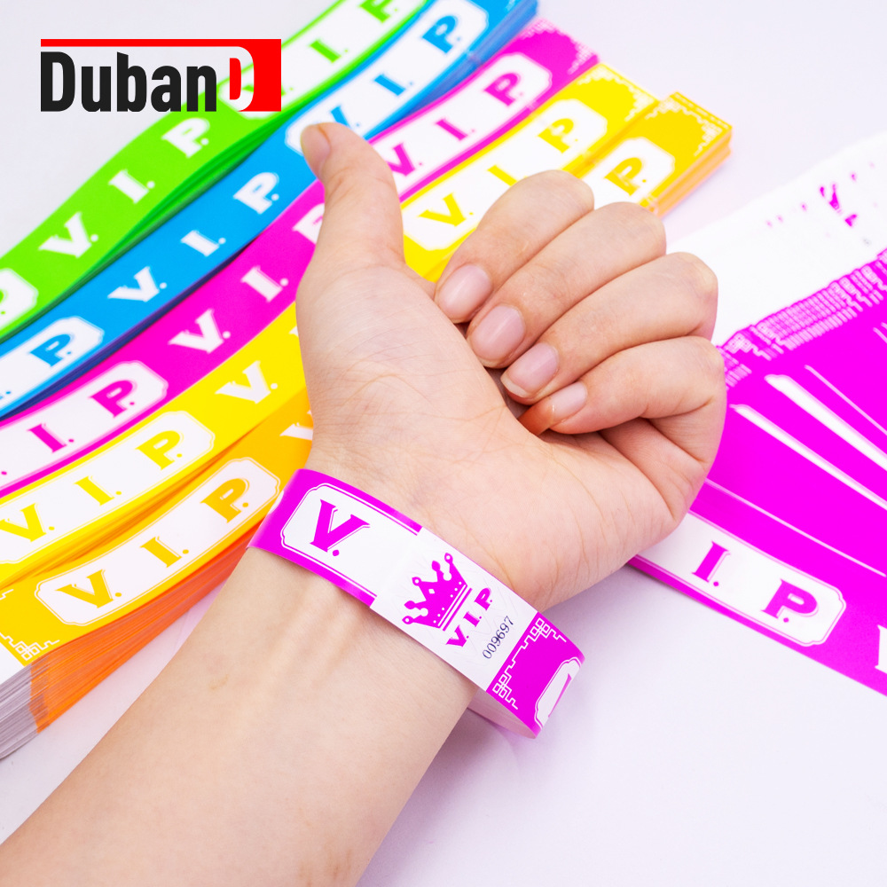 Foreign trade new design fluorescent color VIP waterproof disposable bracelet wristband children's tickets Amazon hot sale