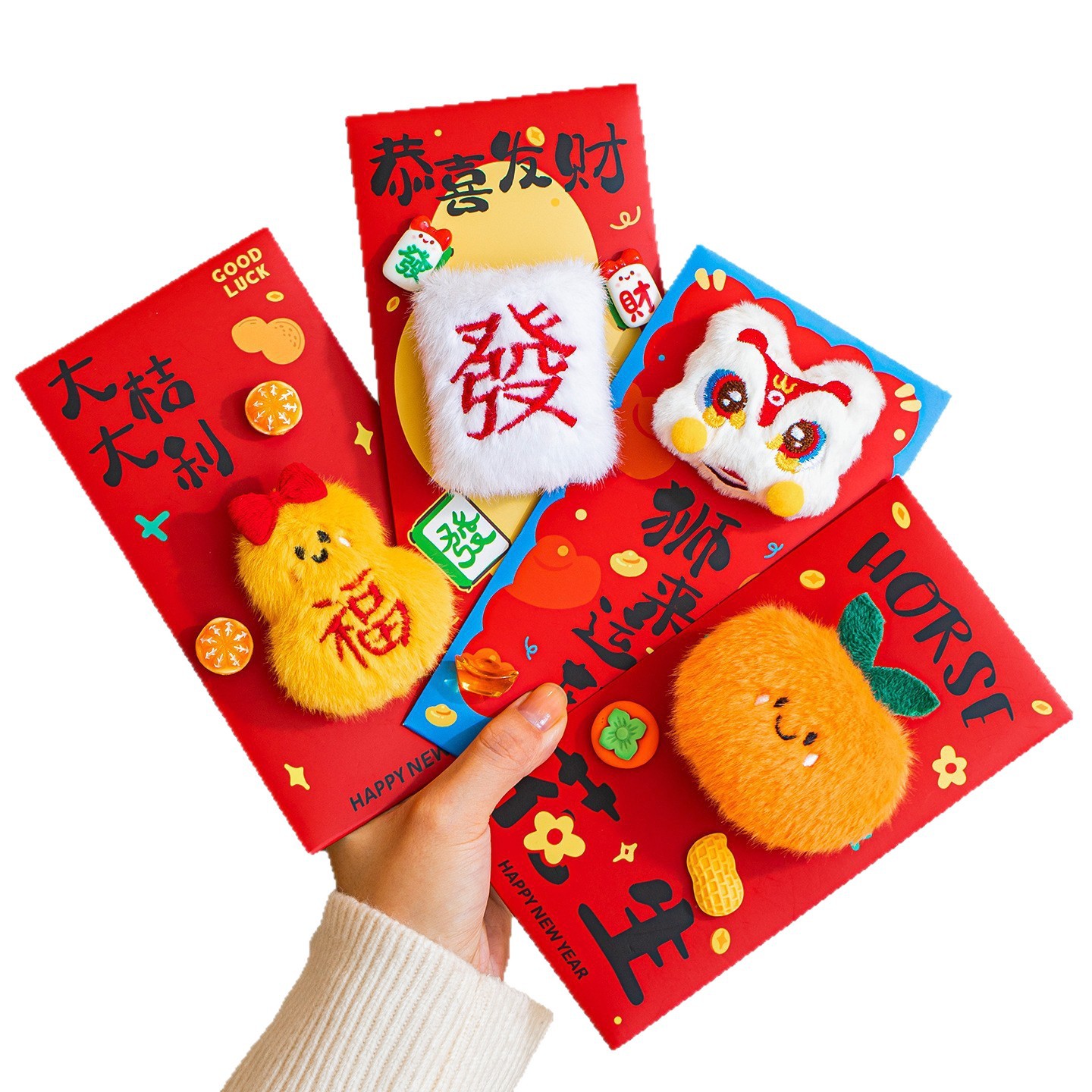2026 Year of the Horse New Plush Red Envelopes for New Year and Spring Festival, High-End Colorful Gold-Stamped Thousand-Yuan Red Envelopes