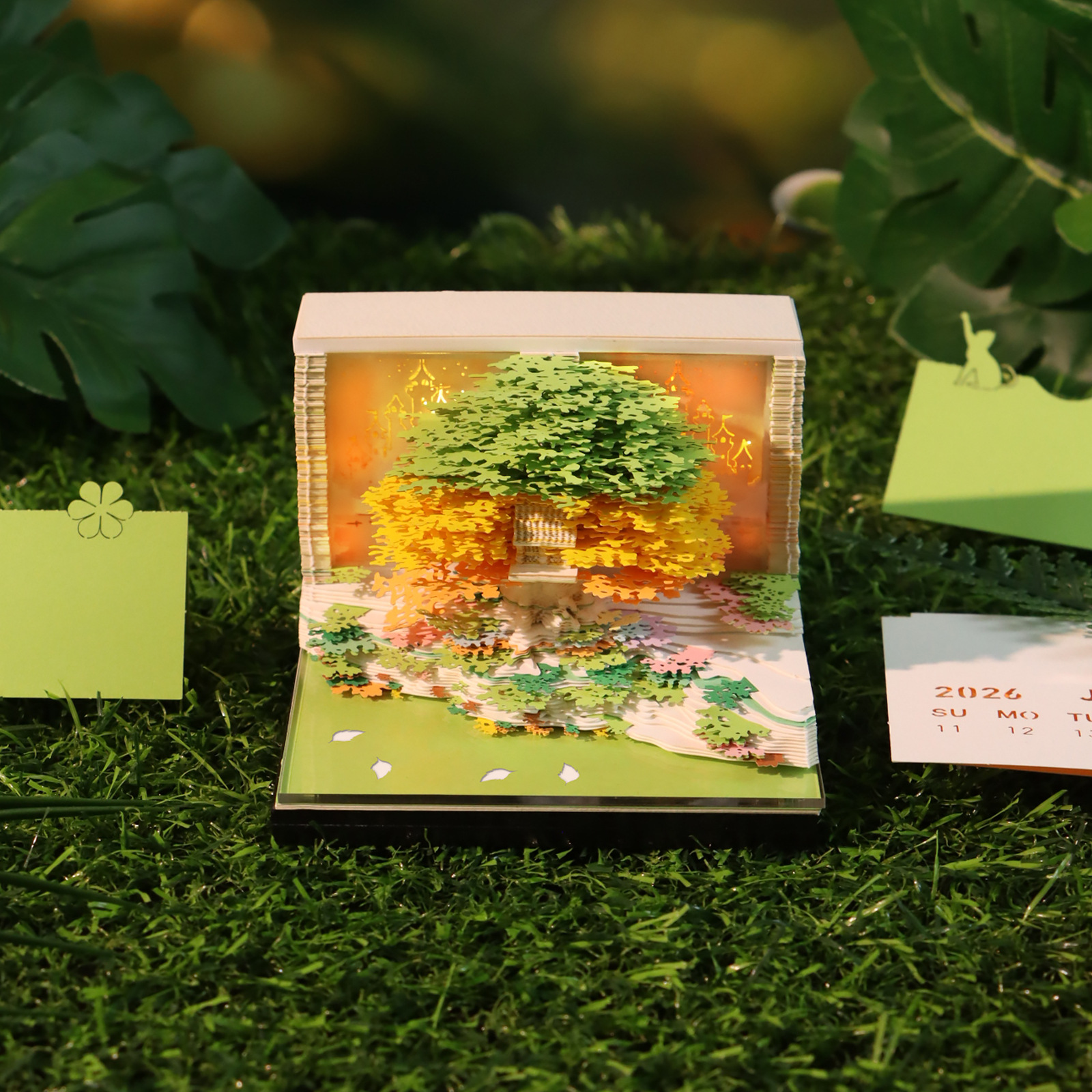 2026 Creative Paper Sculpture Calendar Flower Sea Tree House 3D Sticky Notes Company Corporate Gift Custom Ornament