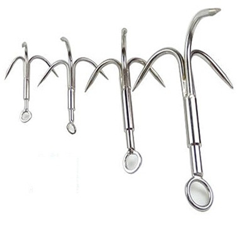 Stainless Steel Flying Tiger Claw Water Grass Anchor Knife Three Claw Four Claw Anchor Hook Fishing Hook Ice Claw Water Grass Knife Trigeminal Hook Water Grass Knife