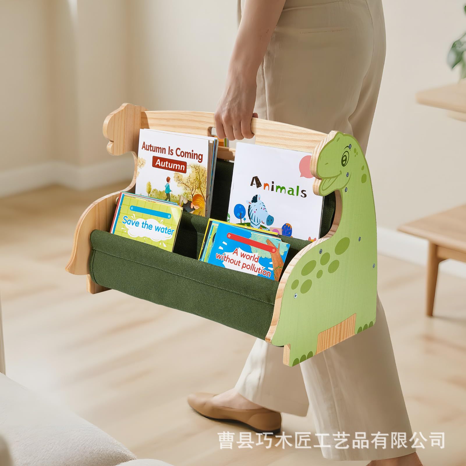 Cross-Border Wooden Children's Bookshelf Solid Wood Children's Bookshelf Bedroom Floor-Standing Wooden Children's Book Storage Rack