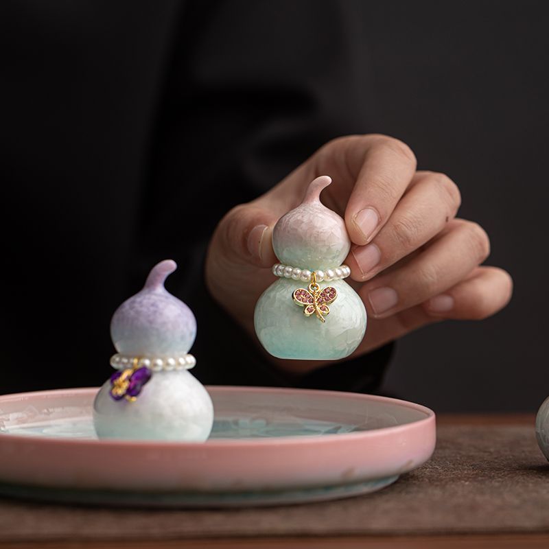 Mini Pendant Accessories Car Pendant Tea Pet Desktop Green Plant Tea Ceremony Gourd Tea Ceramic Creative Gourd Ornaments