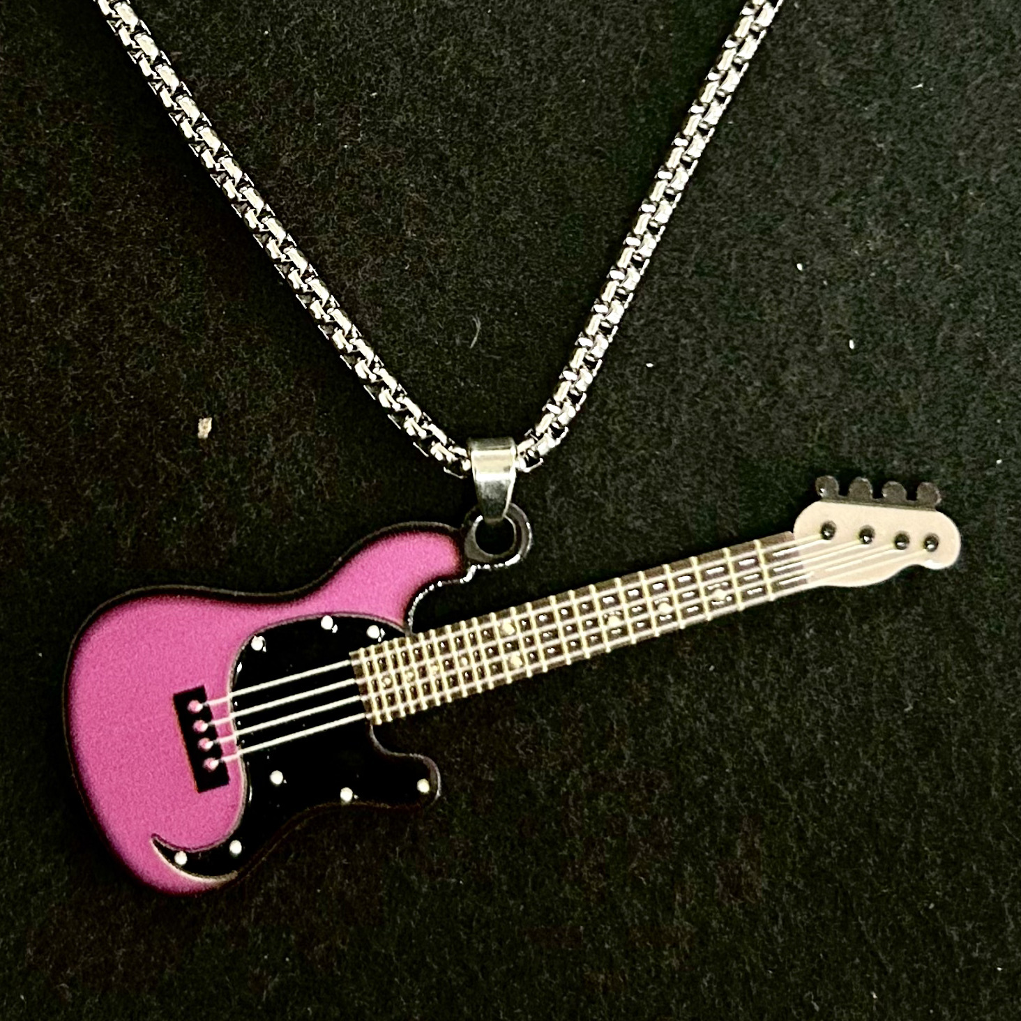 Cross-Border Popular Guitar Necklace, Stainless Steel Men's and Women's Jewelry Music Hanging Symbol Pendant Geometric Style Fashion