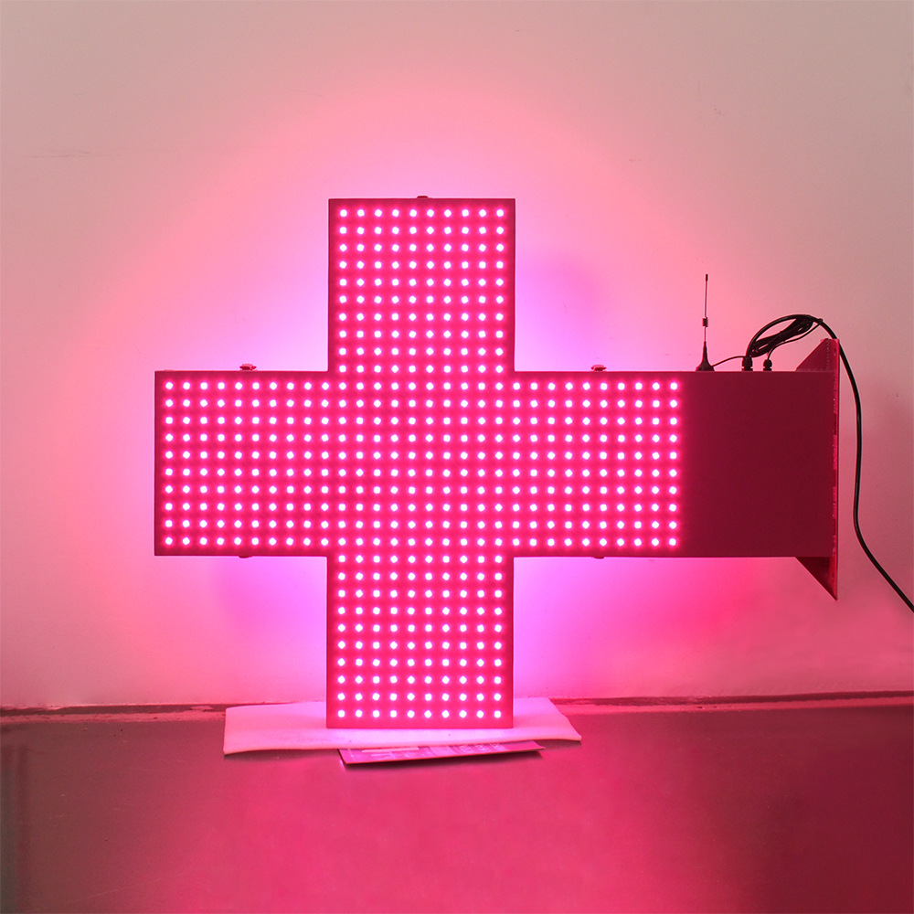 Внешняя стеновая вывеска для детской больницы, водонепроницаемый мигающий крест 80x80 см, двусторонняя розовая светодиодная аптечная вывеска