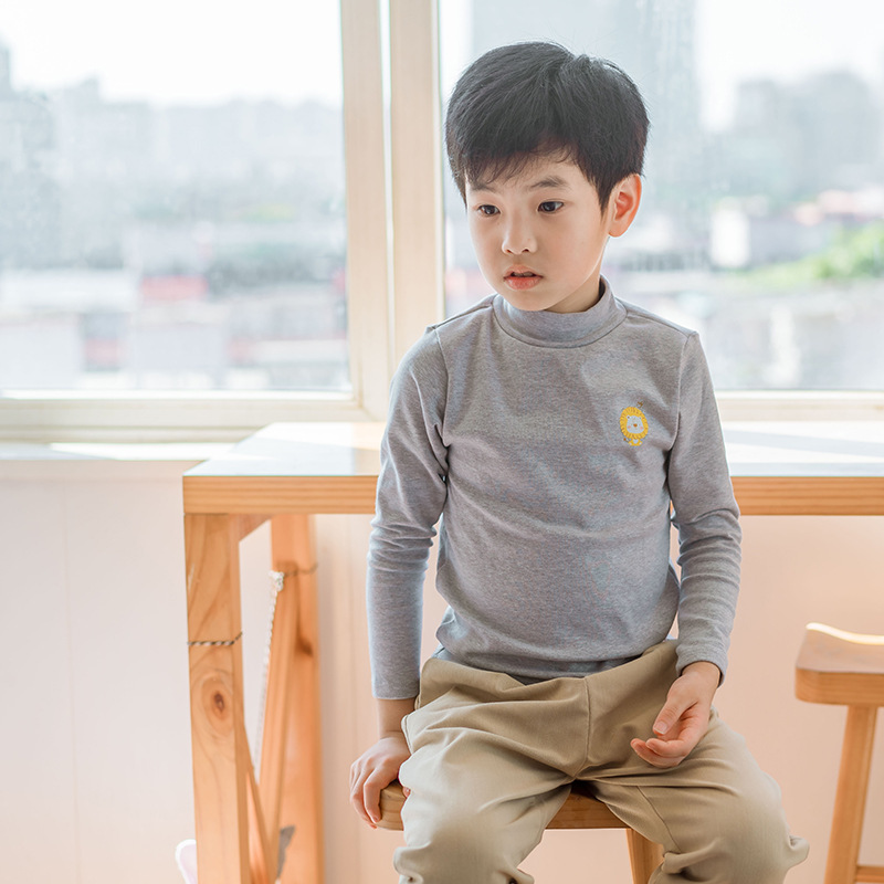 Children's Pure Cotton Base Shirt Boy's Inner Wear Baby Category A Autumn and Winter Girl's Children's Wear Baby's Long Sleeve T-Shirt Underwear