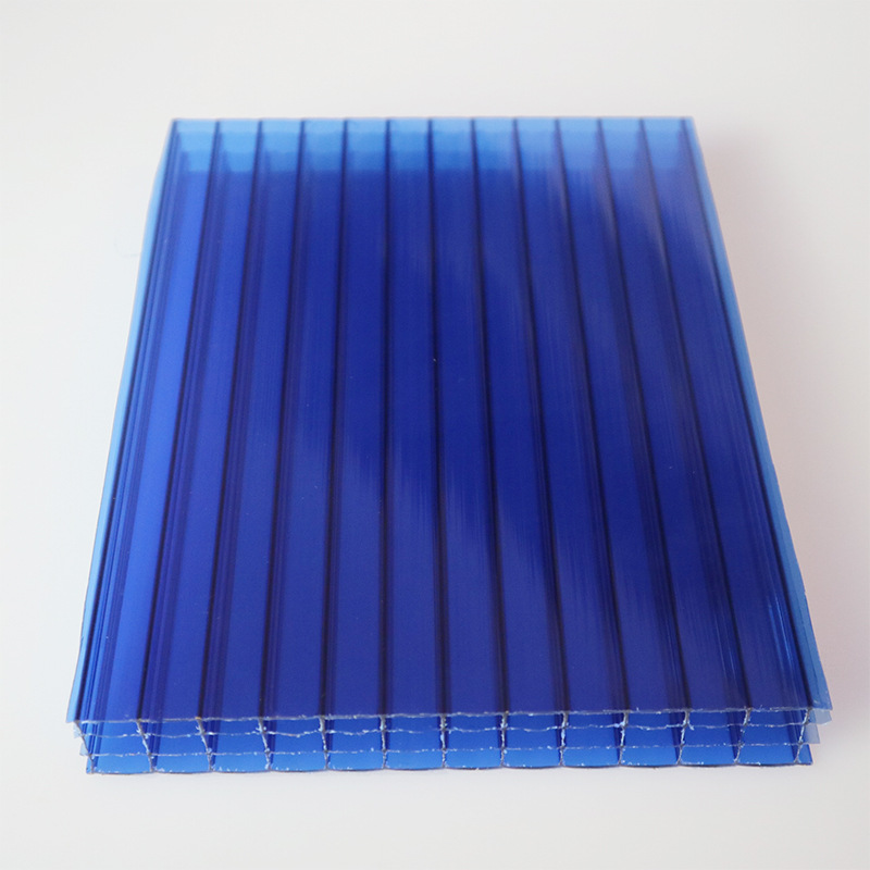 Pc Transparent Sunshine Board Fire-Resistant and Flame-Retardant 6mm Transparent Lighting Board Sunshade and Sunscreen Board Hollow Board Four-Layer Honeycomb