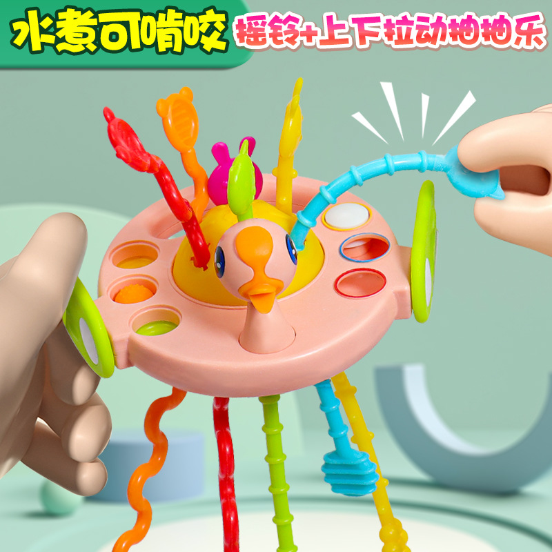 New astronaut finger Lala fun pressing baby bite drawstring early education baby toys Amazon