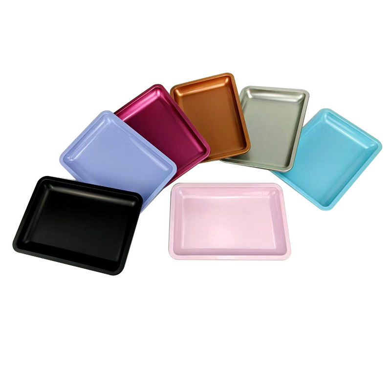 Cross-Border Hot-Selling Square Tinplate Jewelry Tray Manicure Tool Storage Tray Cosmetics Tray Metal Tray Cigarette Tray