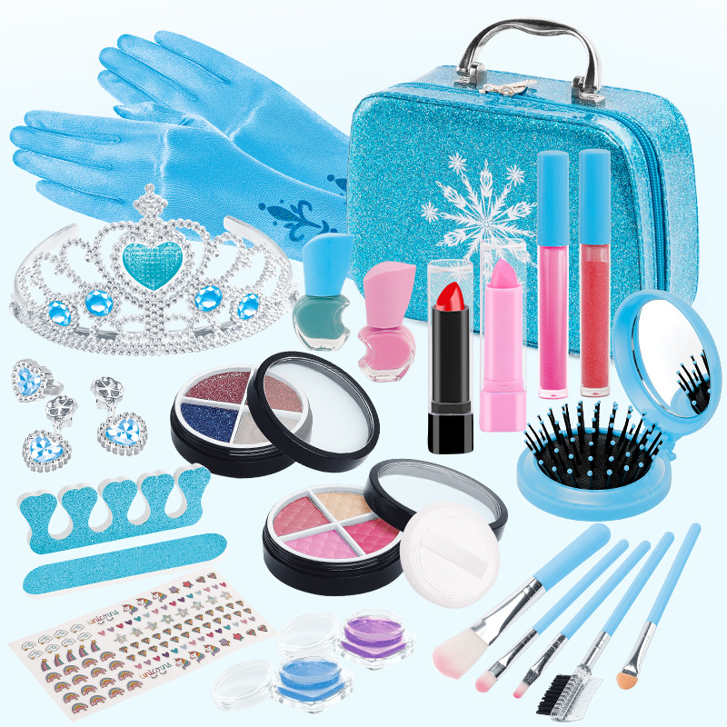 Cross-border children's cosmetics toy ice princess makeup comb play house girl makeup handbag suit wholesale