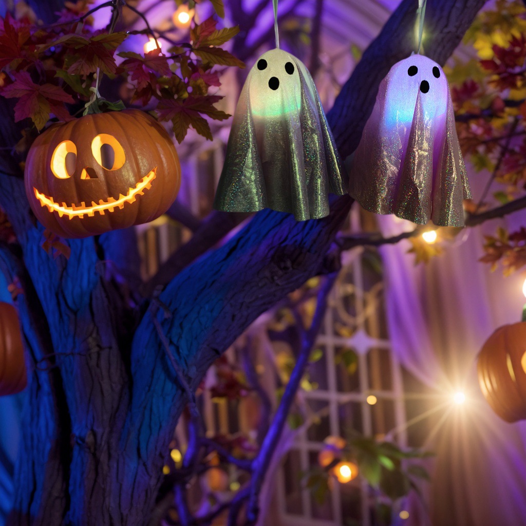 Halloween Glowing Ghost Hanging Ghost Led Lantern Hanging Decoration Ghost Festival Horror Atmosphere Room Decoration Arrangement Light